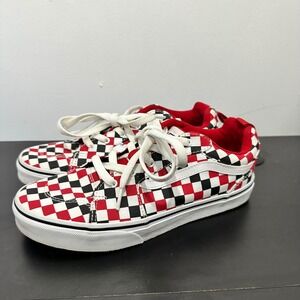 Vans Lowland CC Checkerboard Skate Shoes Youth Size‎ 6 Red Black White